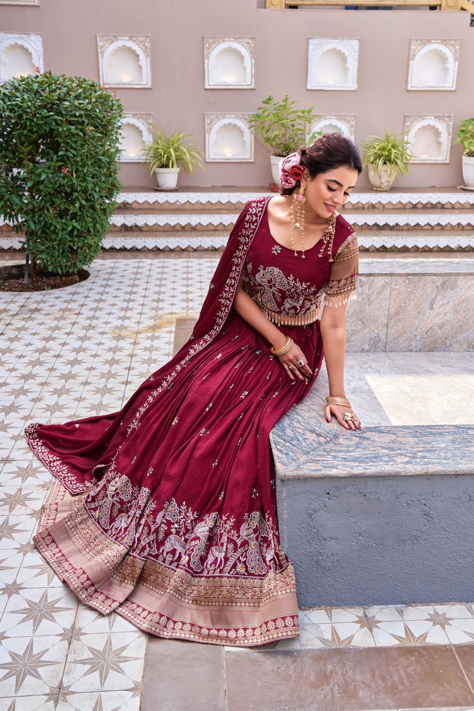 Rajwada Heritage Embroidered Lehenga Choli Set with Dupatta