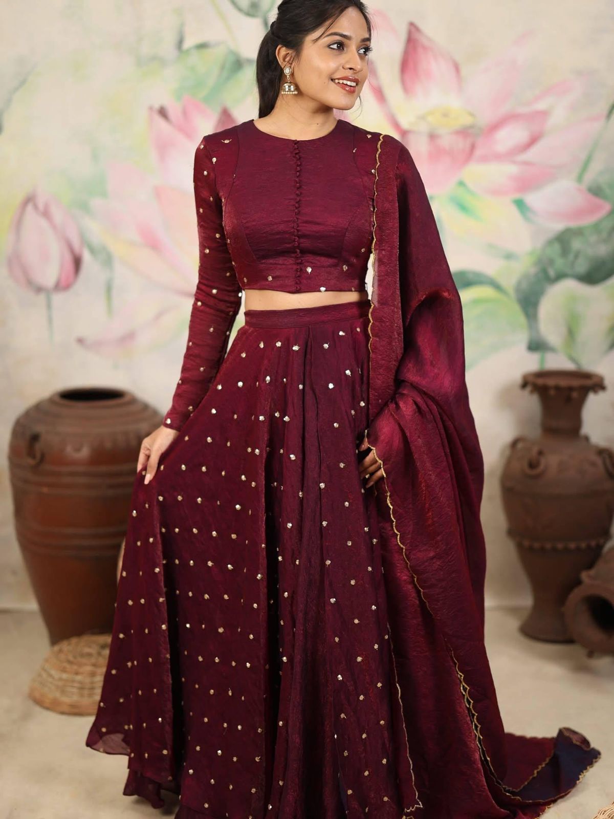 Ishana Wine Lehenga Set