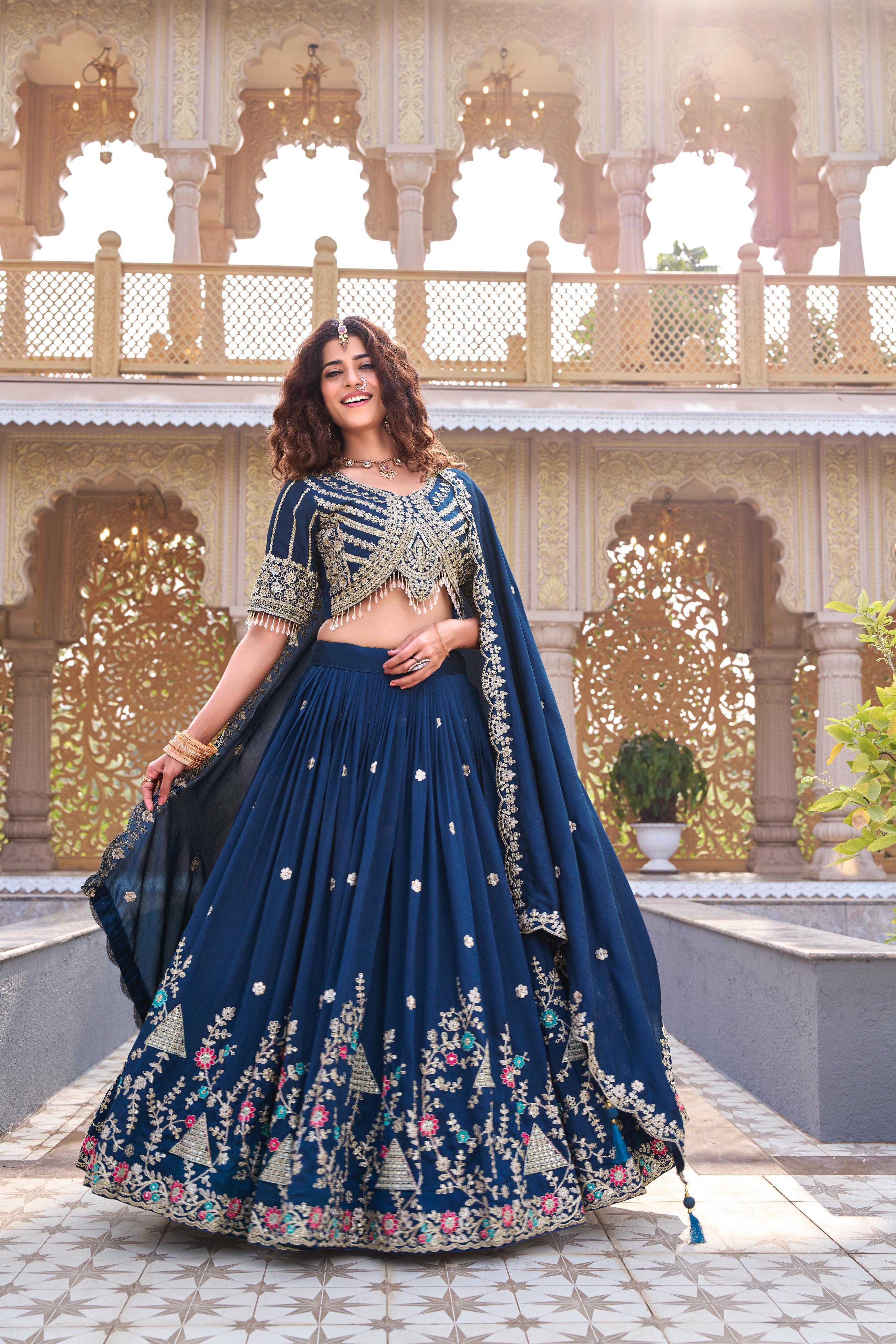 Premium Vichitra Wedding Lehenga Choli with Heavy Cording Embroidery