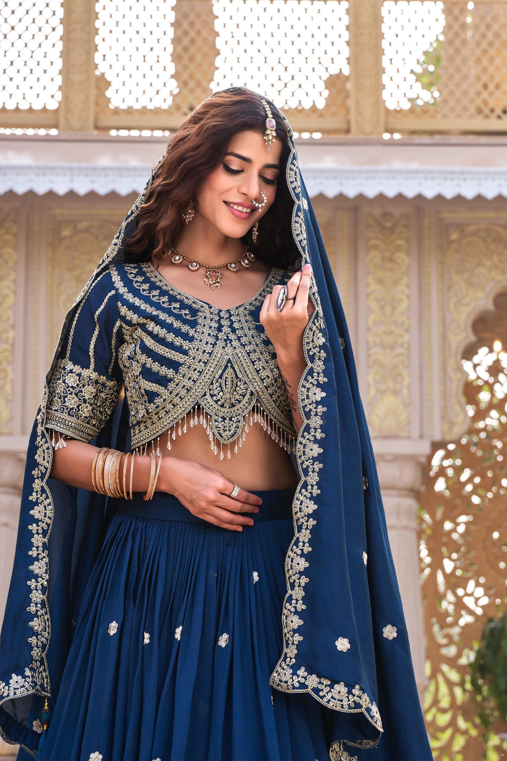 Premium Vichitra Wedding Lehenga Choli with Heavy Cording Embroidery