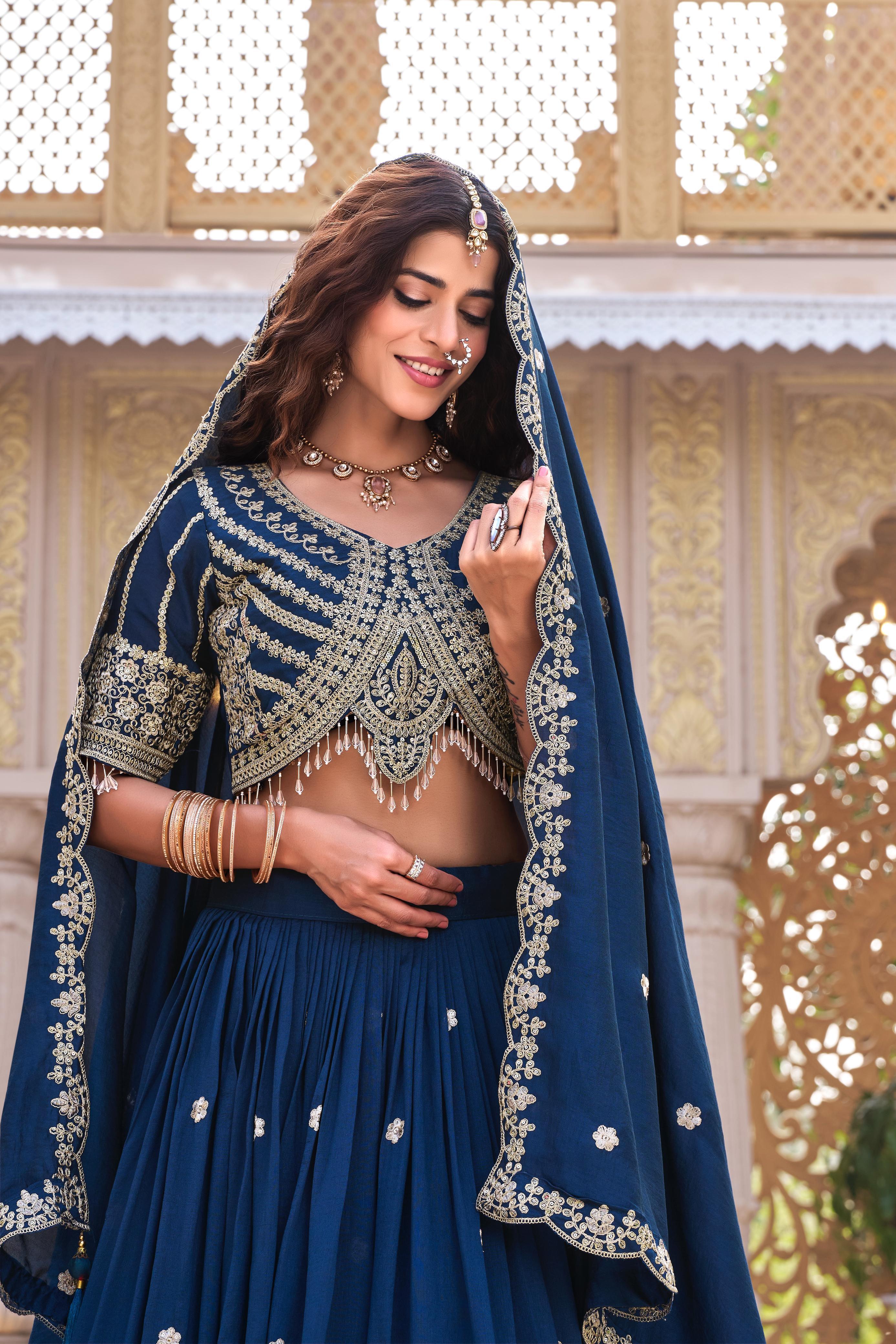 Premium Vichitra Wedding Lehenga Choli with Heavy Cording Embroidery