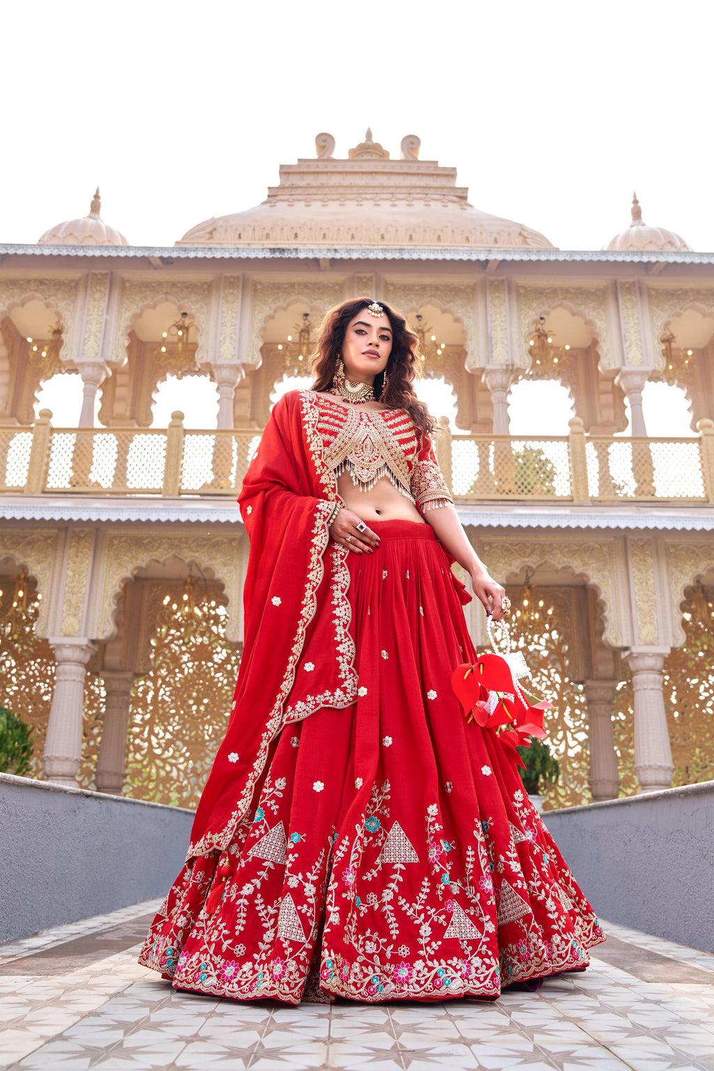 Premium Vichitra Wedding Lehenga Choli with Heavy Cording Embroidery