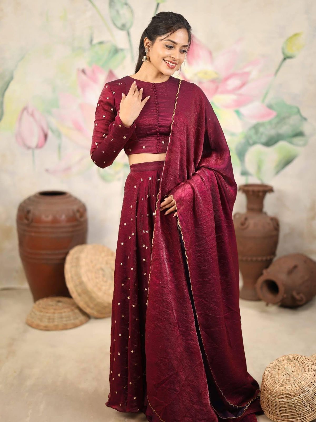 Ishana Wine Lehenga Set