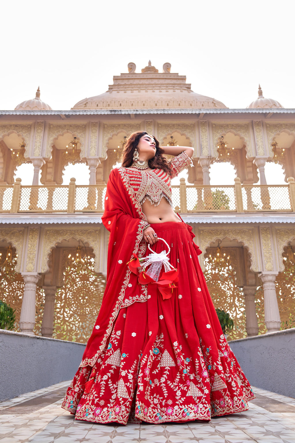 Premium Vichitra Wedding Lehenga Choli with Heavy Cording Embroidery