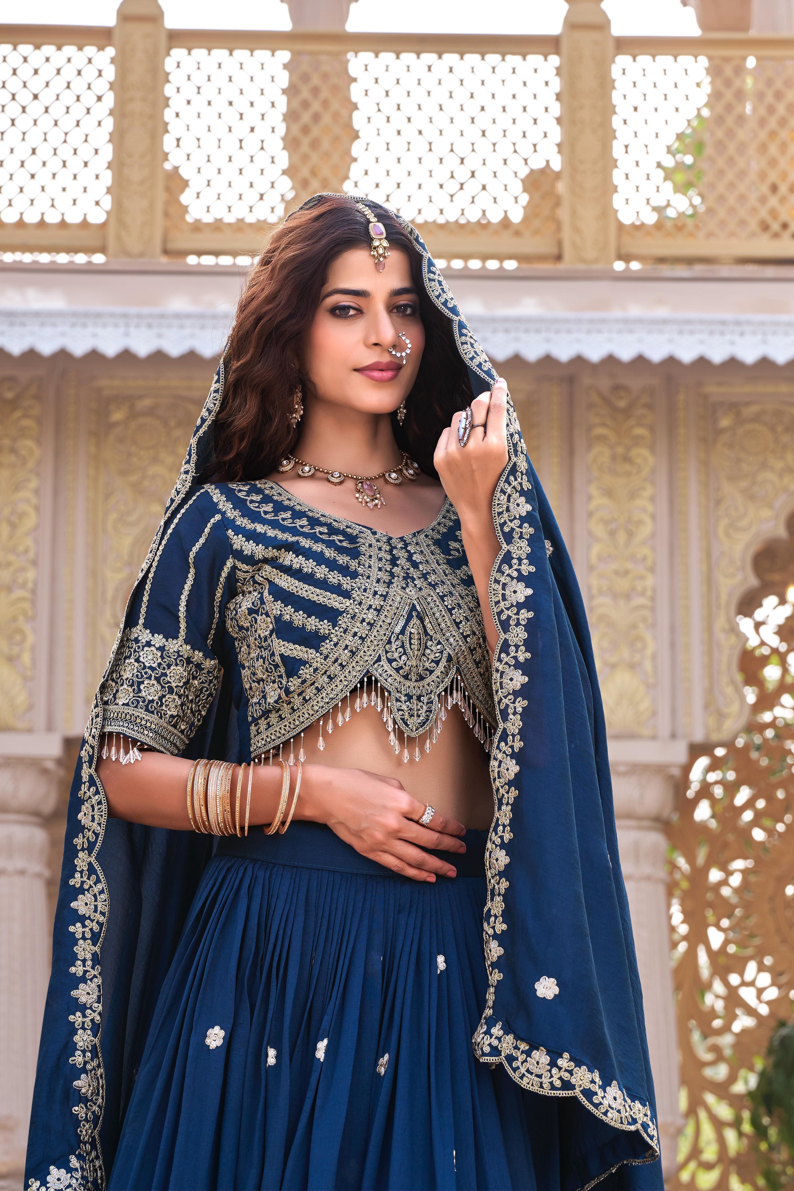 Premium Vichitra Wedding Lehenga Choli with Heavy Cording Embroidery