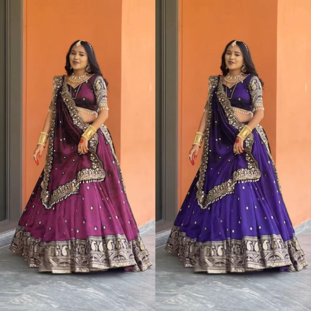 Designer Chinon Silk Lehenga Choli with Heavy Embroidery & Sequins