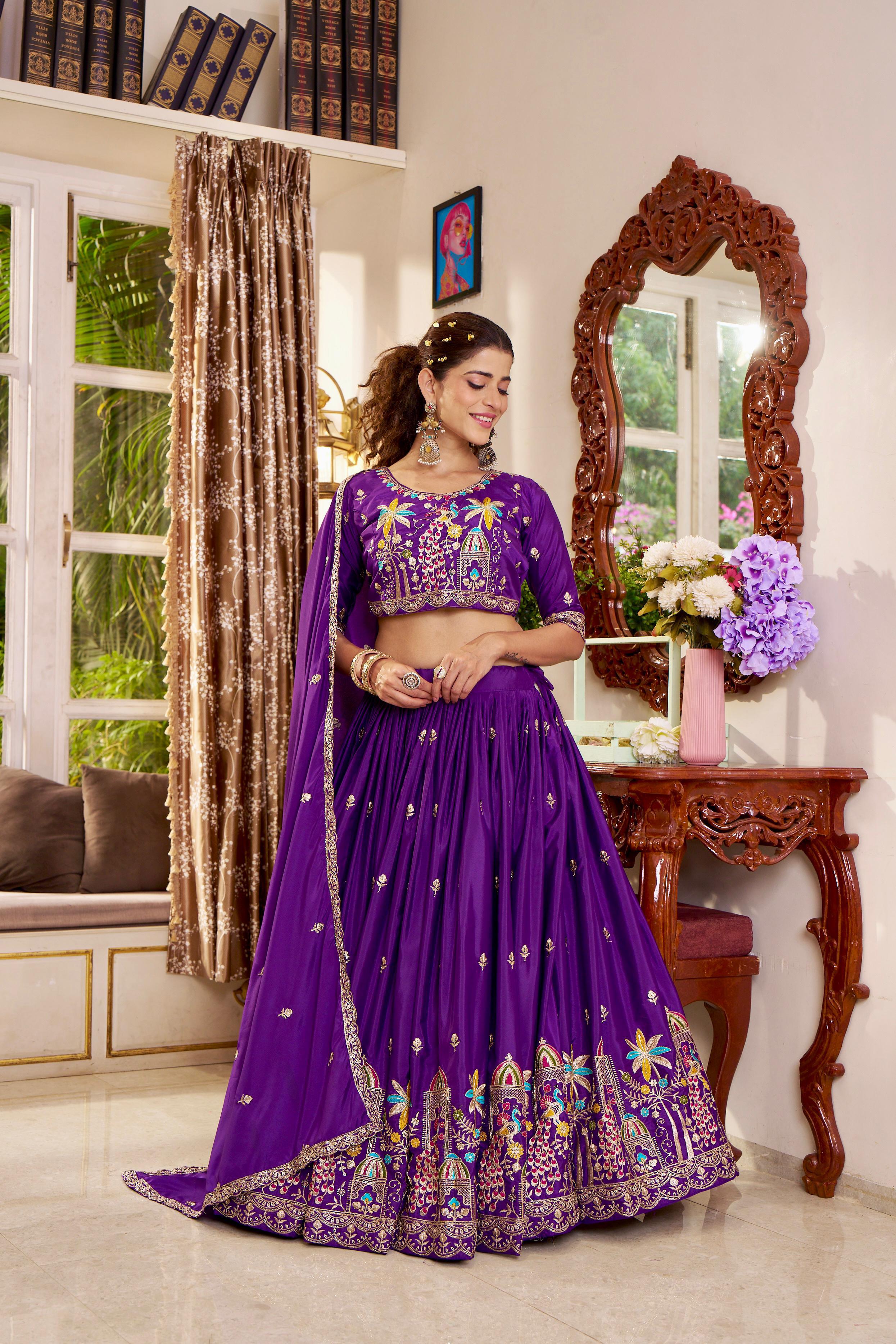 Premium Crepe Silk Lehenga Choli with Heavy Embroidery & Sequence Work