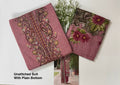 Rose Pink Printed Unstitched Cotton Salwar Suit For Women