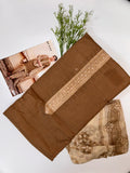 Brown Rayon Printed Unstitched Dress Material For Women
