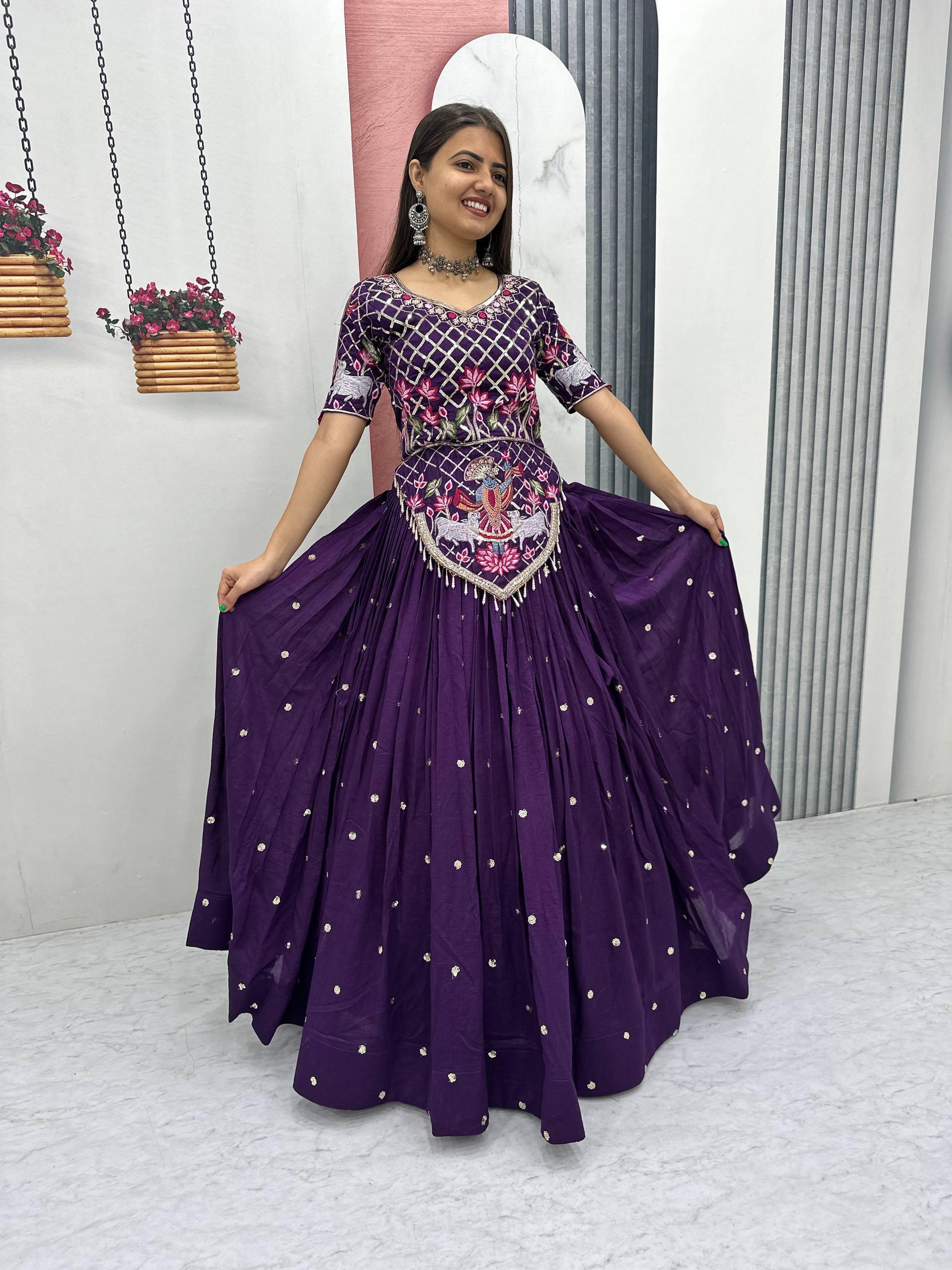 Designer Vichitra Silk Wedding Lehenga with Heavy Embroidery Work