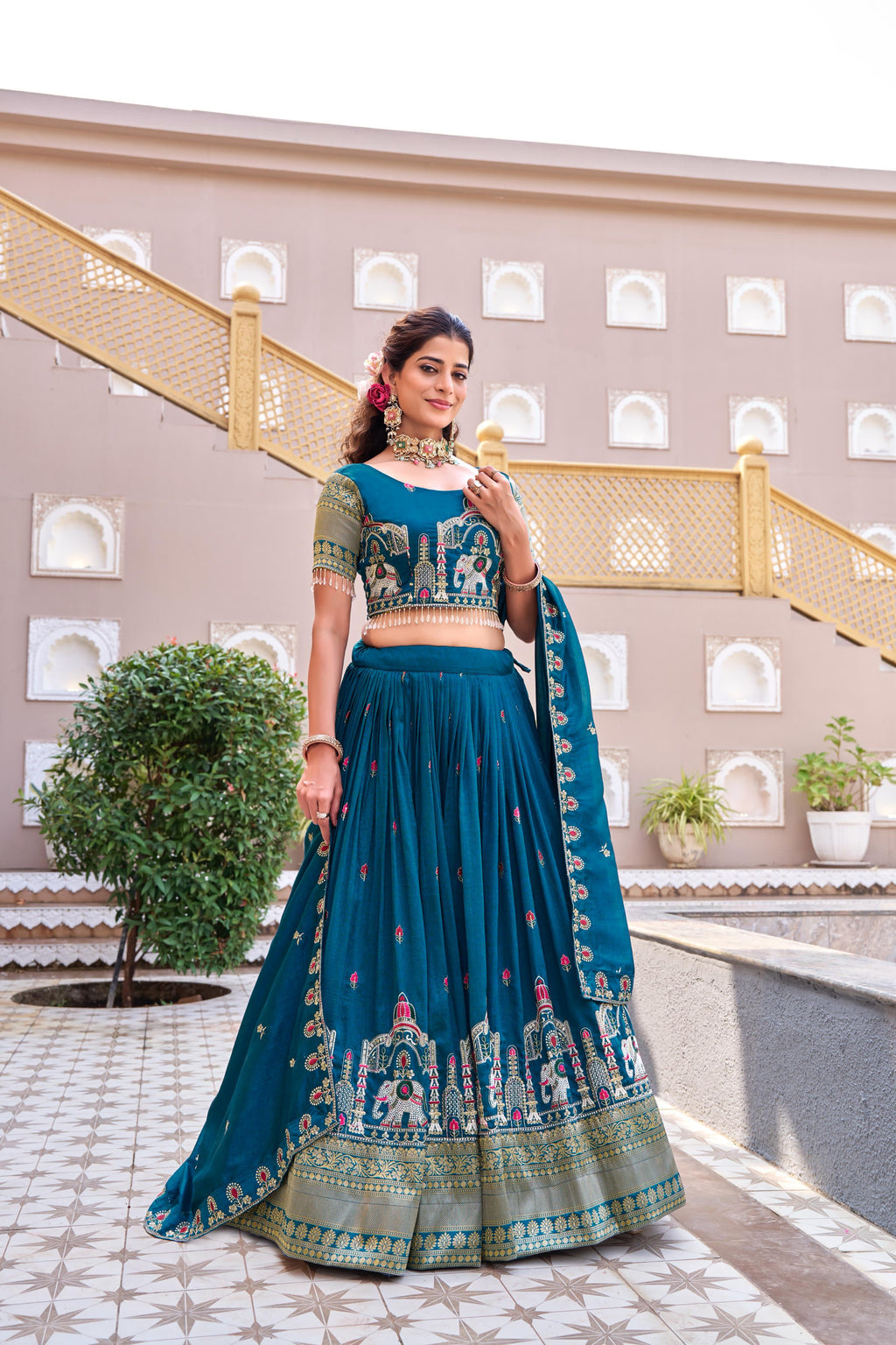 Rajwada Heritage Embroidered Lehenga Choli Set with Dupatta