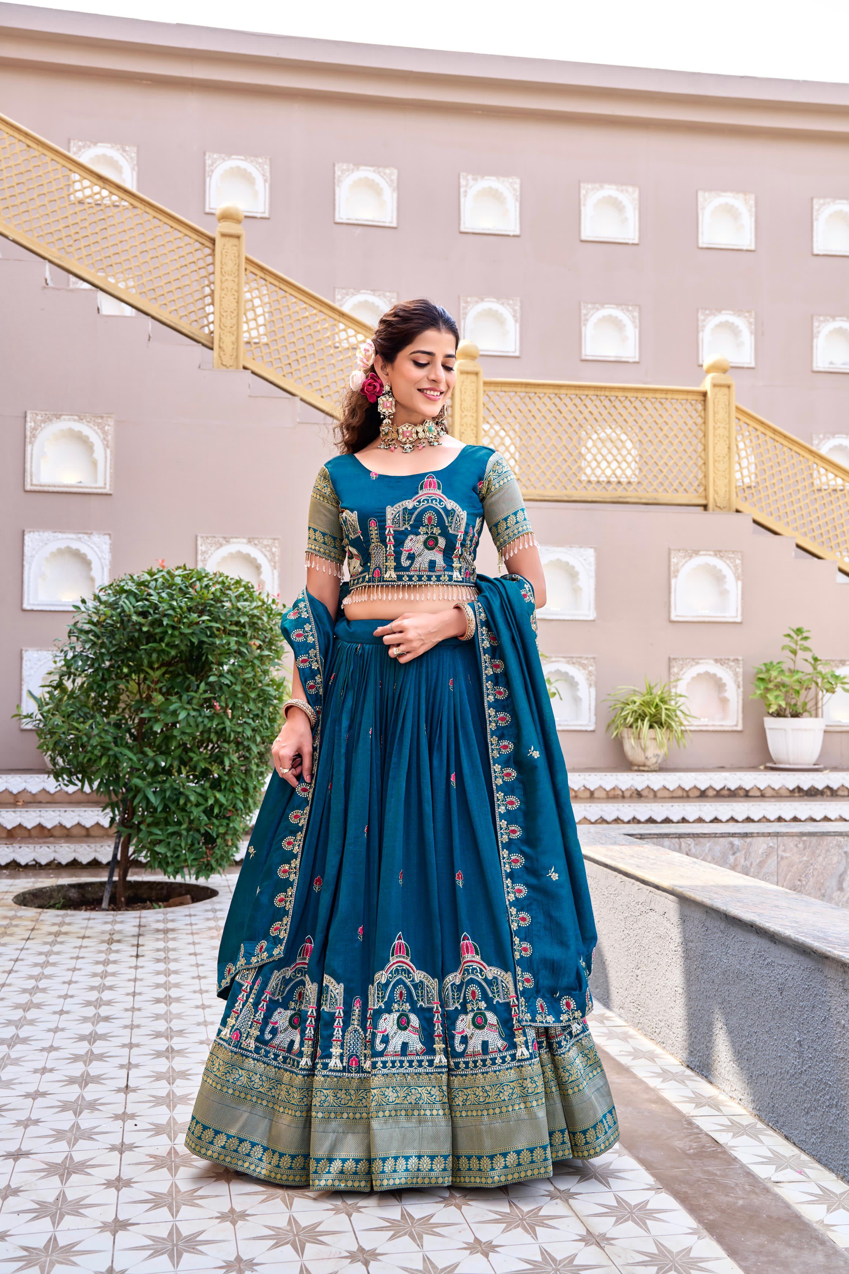Rajwada Heritage Embroidered Lehenga Choli Set with Dupatta