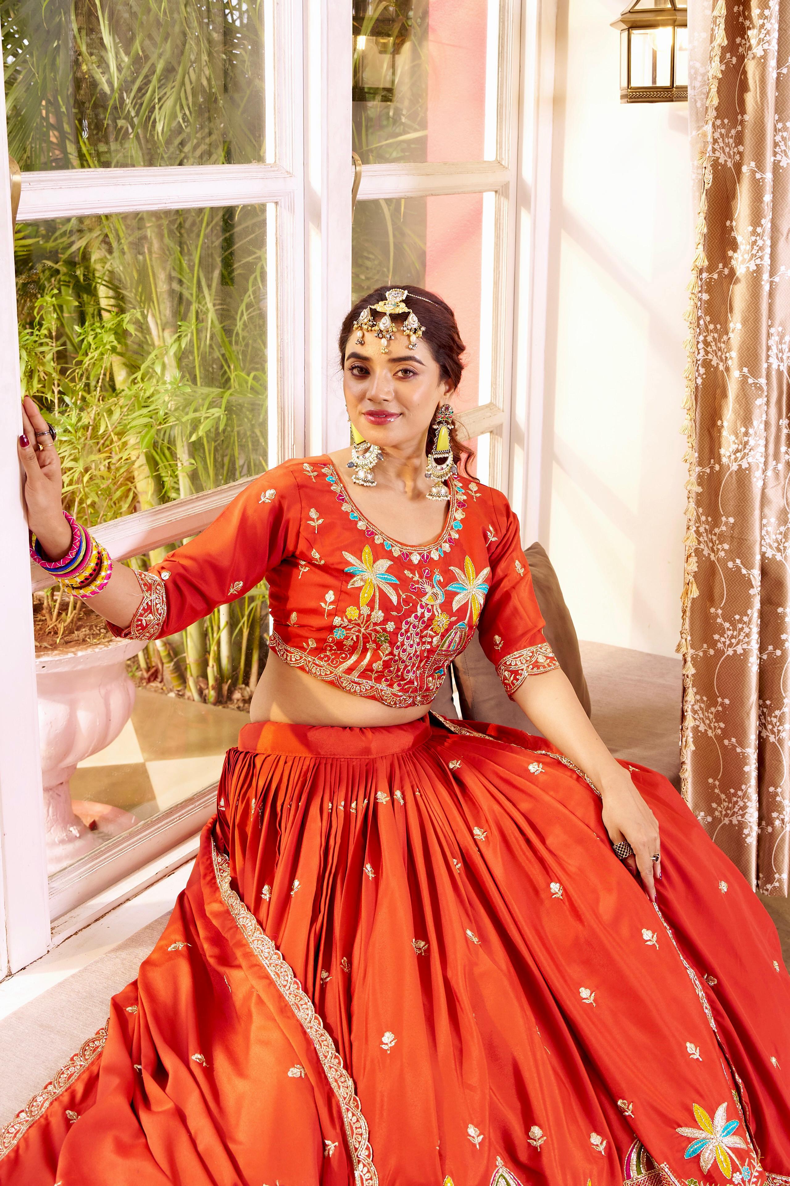 Premium Crepe Silk Lehenga Choli with Heavy Embroidery & Sequence Work
