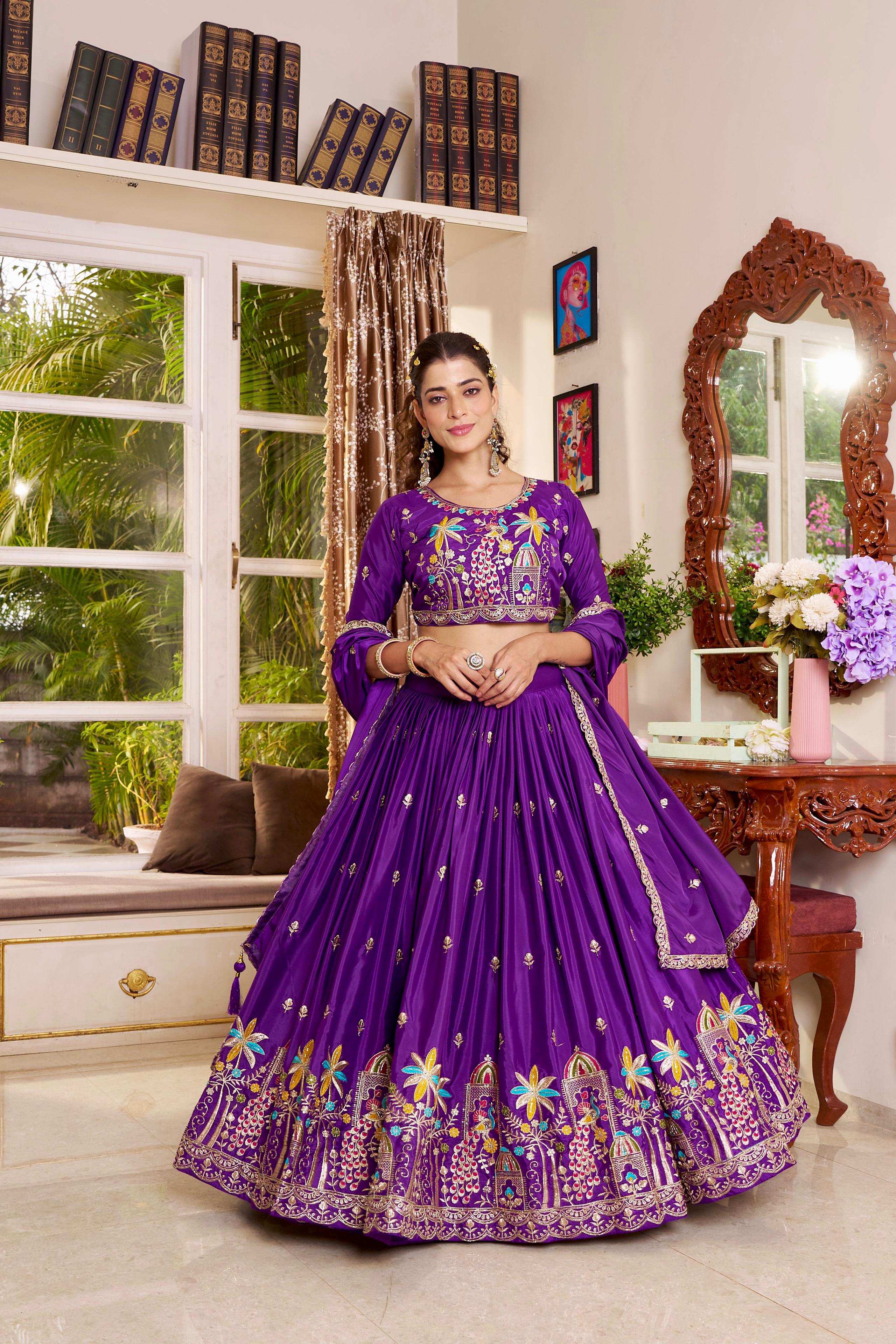 Premium Crepe Silk Lehenga Choli with Heavy Embroidery & Sequence Work