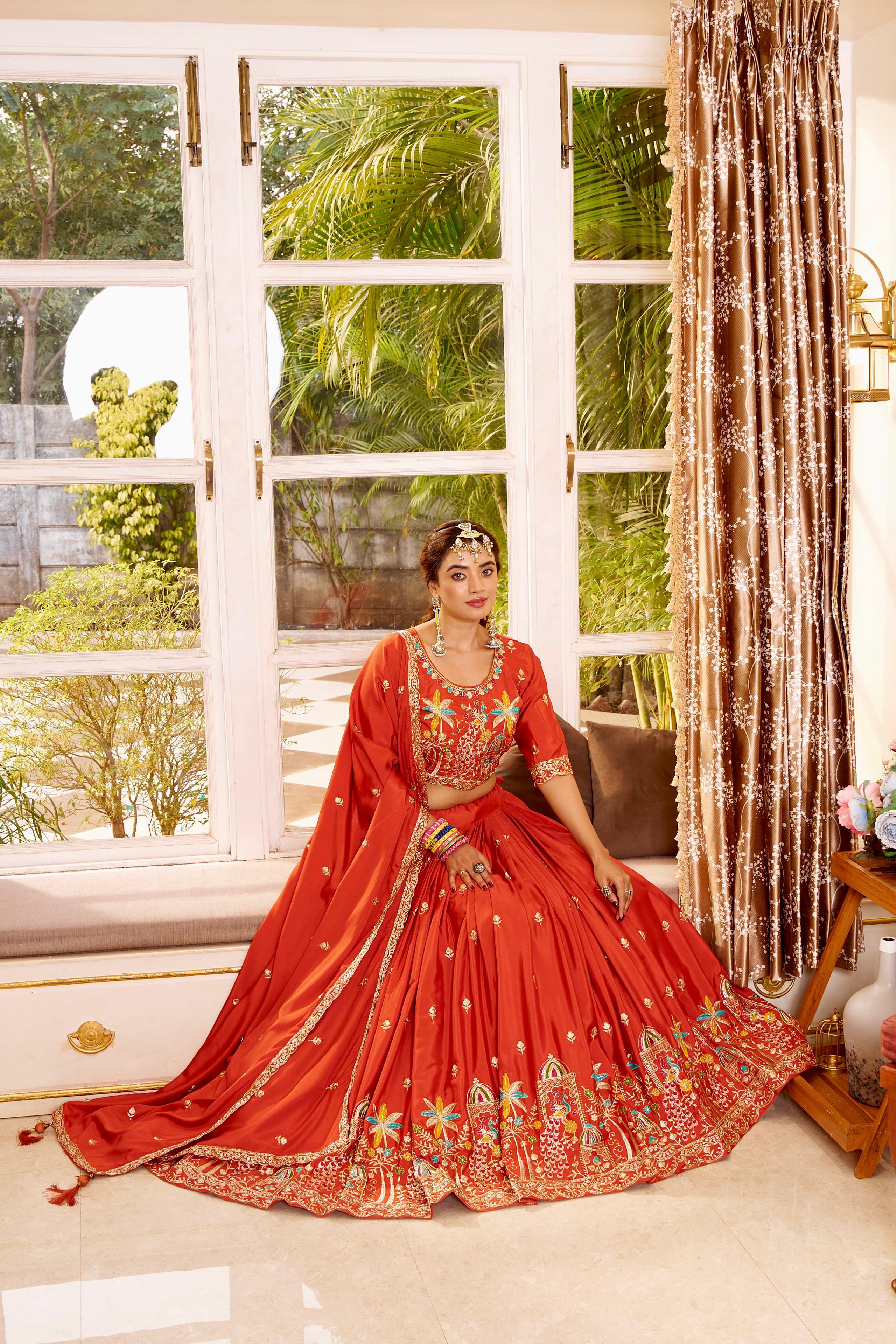 Premium Crepe Silk Lehenga Choli with Heavy Embroidery & Sequence Work