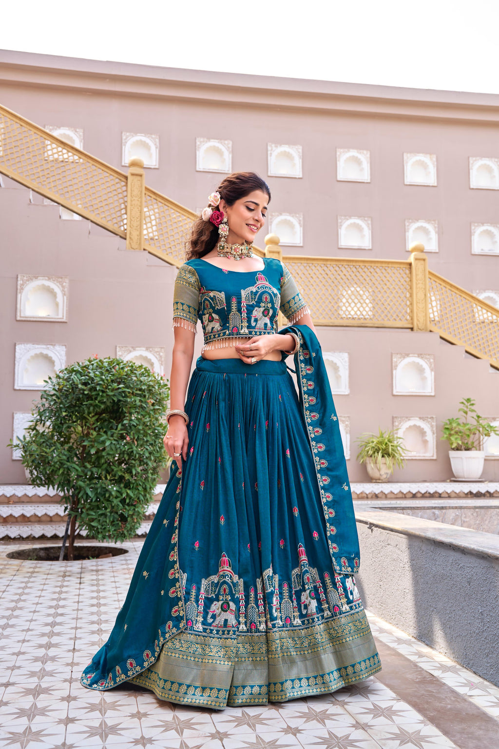Rajwada Heritage Embroidered Lehenga Choli Set with Dupatta