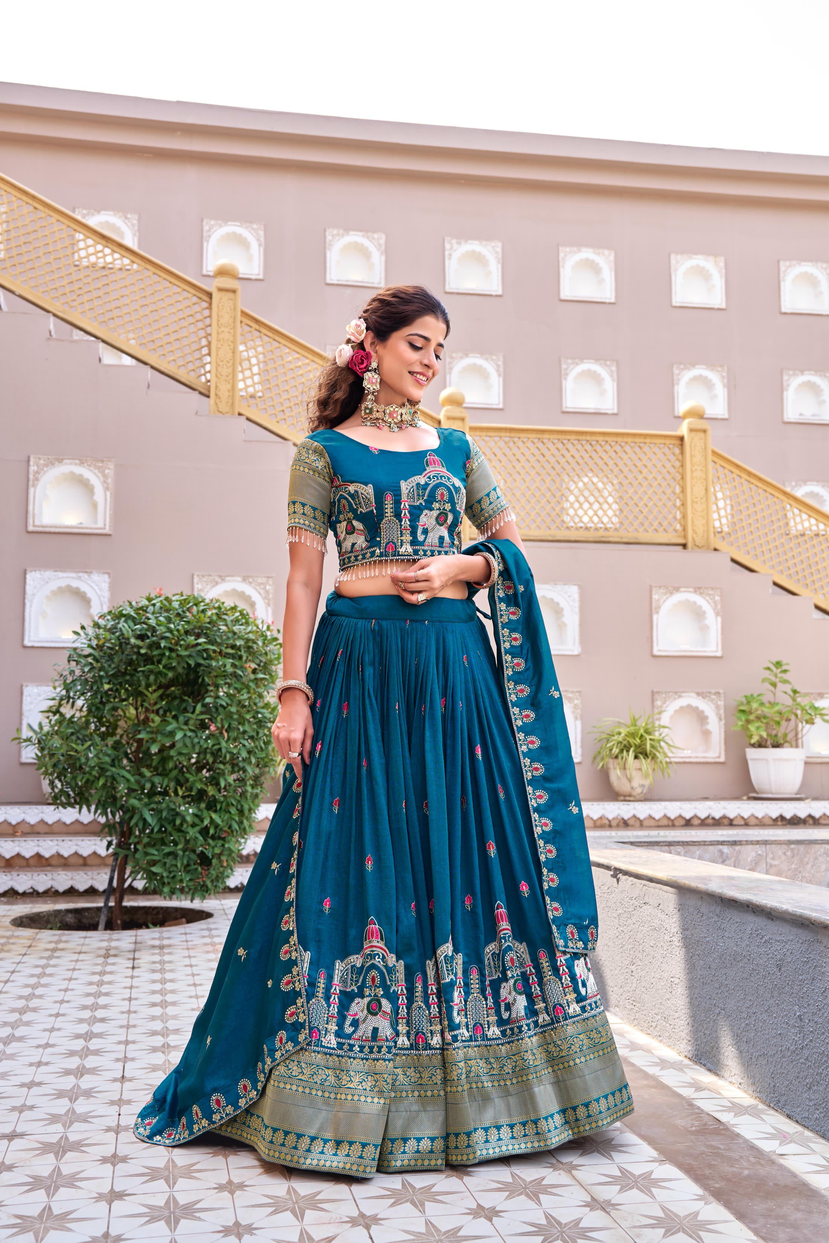 Rajwada Heritage Embroidered Lehenga Choli Set with Dupatta