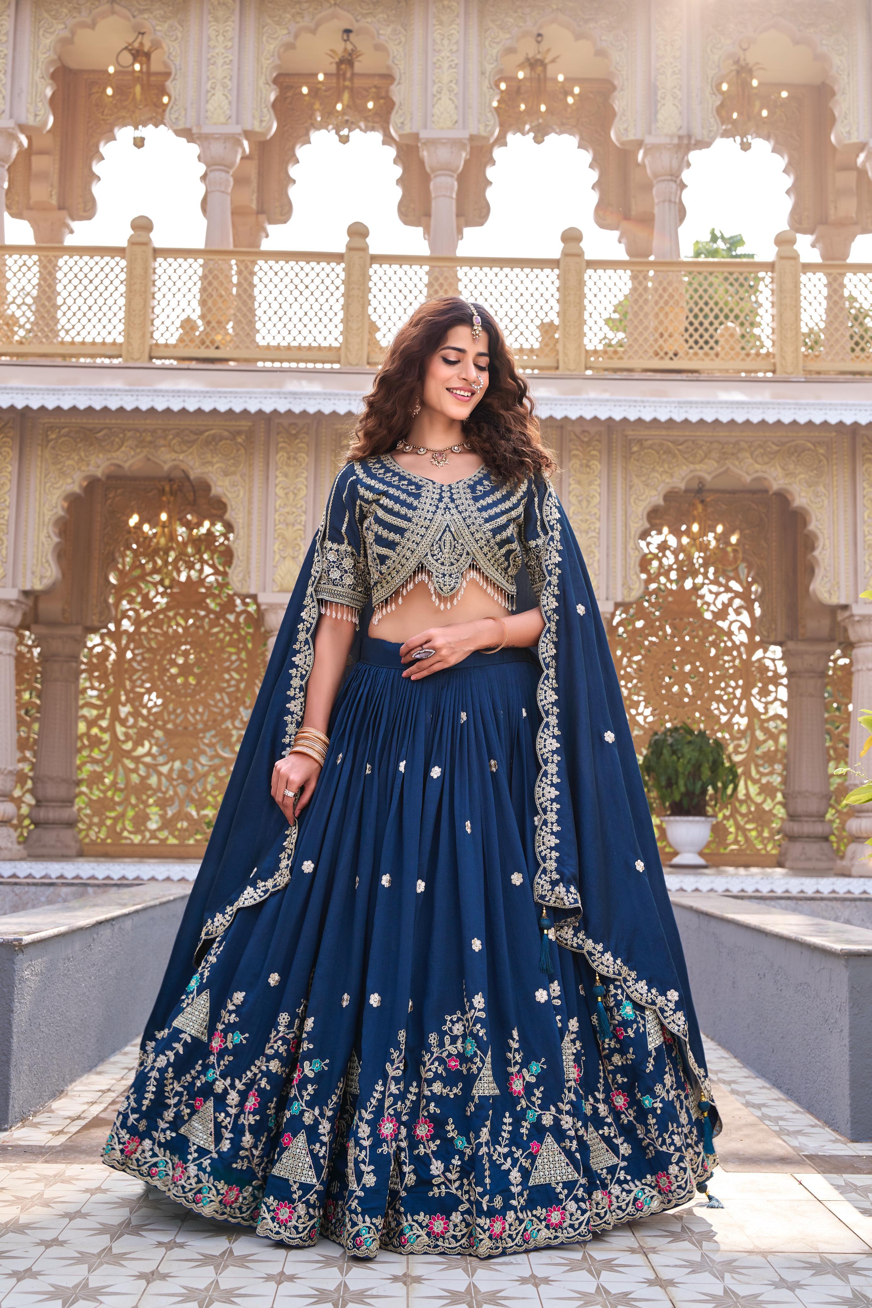 Premium Vichitra Wedding Lehenga Choli with Heavy Cording Embroidery