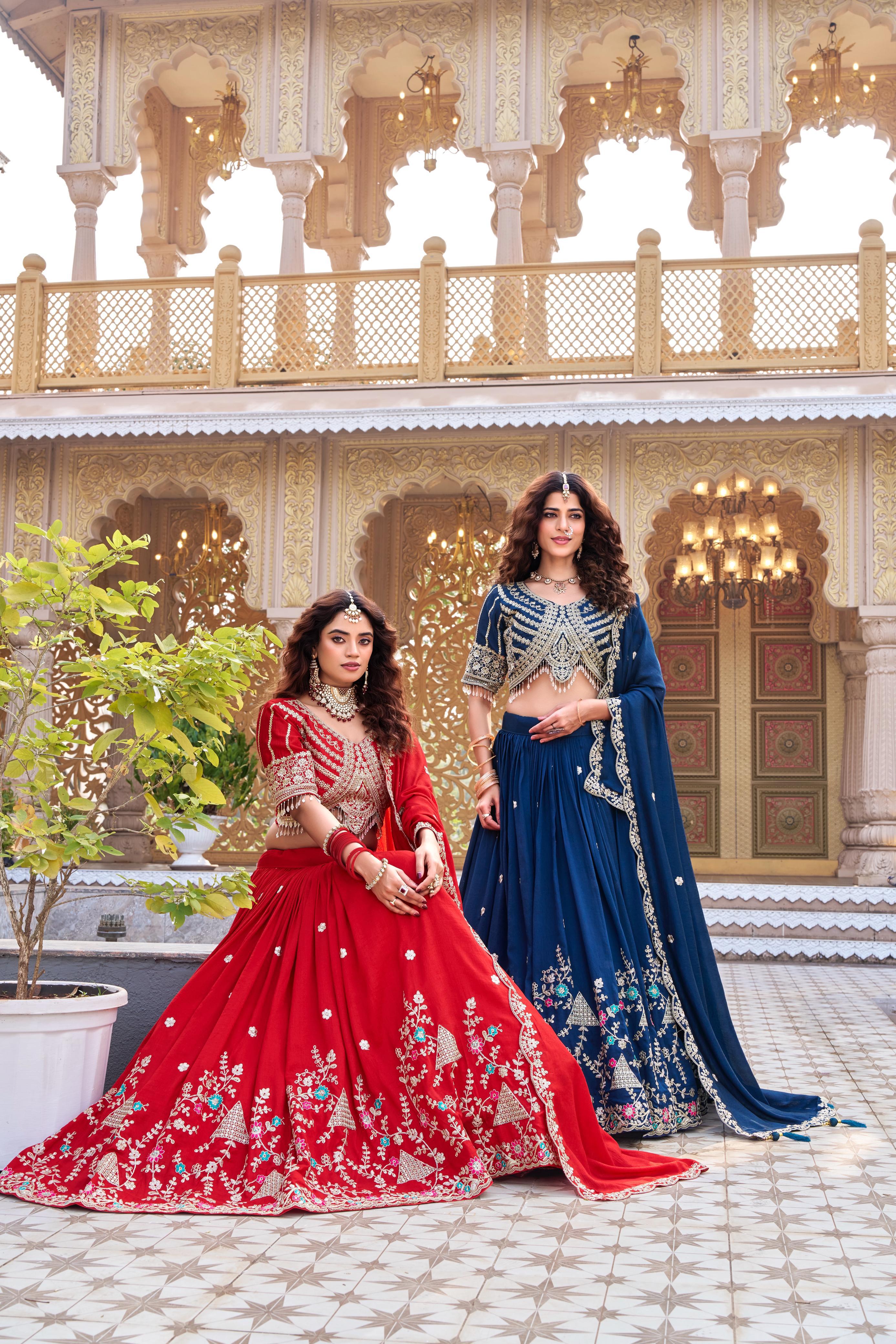 Premium Vichitra Wedding Lehenga Choli with Heavy Cording Embroidery