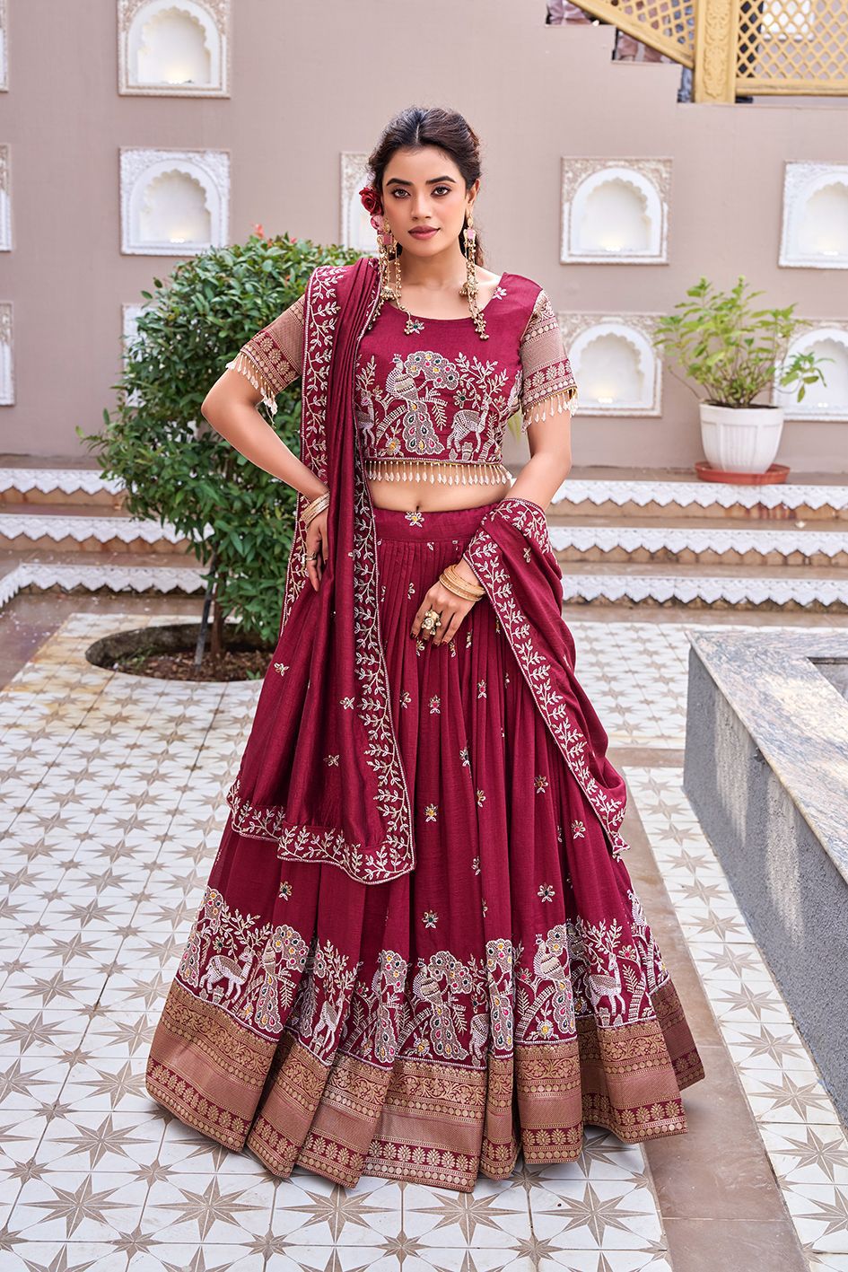 Rajwada Heritage Embroidered Lehenga Choli Set with Dupatta
